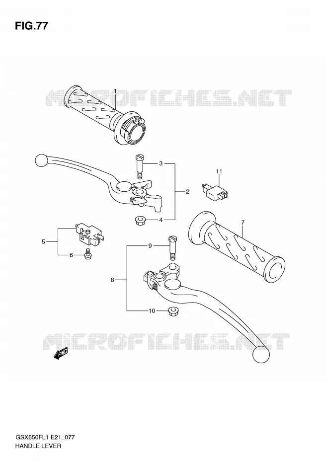 HEFBOMEN - HANDGRIPS (GSX650FL1 E21) Suzuki MOTO 650 GSX-F 2011  GSX650FUAL1(E21)