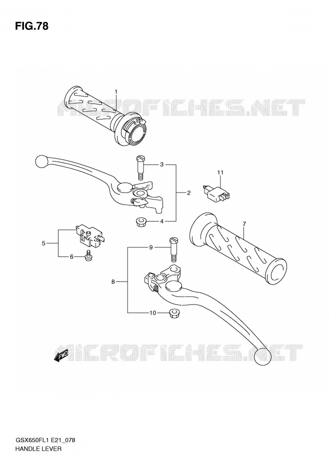 HEFBOMEN - HANDGRIPS (GSX650FL1 E24) Suzuki MOTO 650 GSX-F 2011  GSX650FL1(E21)