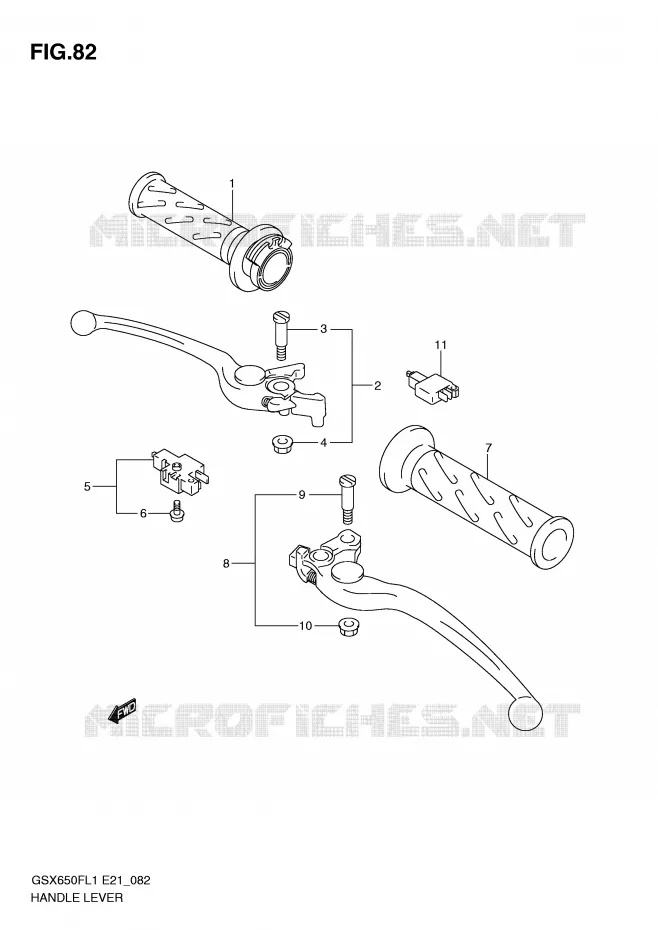 HEFBOMEN - HANDGRIPS (GSX650FUAL1 E21) Suzuki MOTO 650 GSX-F 2011  GSX650FUL1(E21)