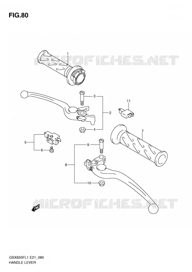 HEFBOMEN - HANDGRIPS (GSX650FUL1 E24) Suzuki MOTO 650 GSX-F 2011  GSX650FAL1(E21)