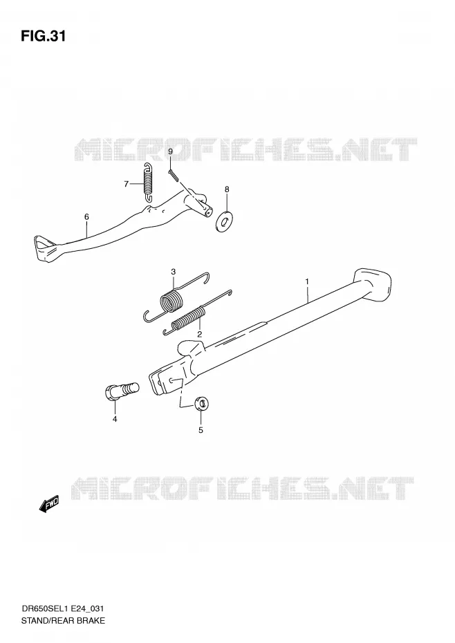 STAND - ACHTER REMPEDAAL Suzuki MOTO 650 DR 2011  DR650SE L1(E24)