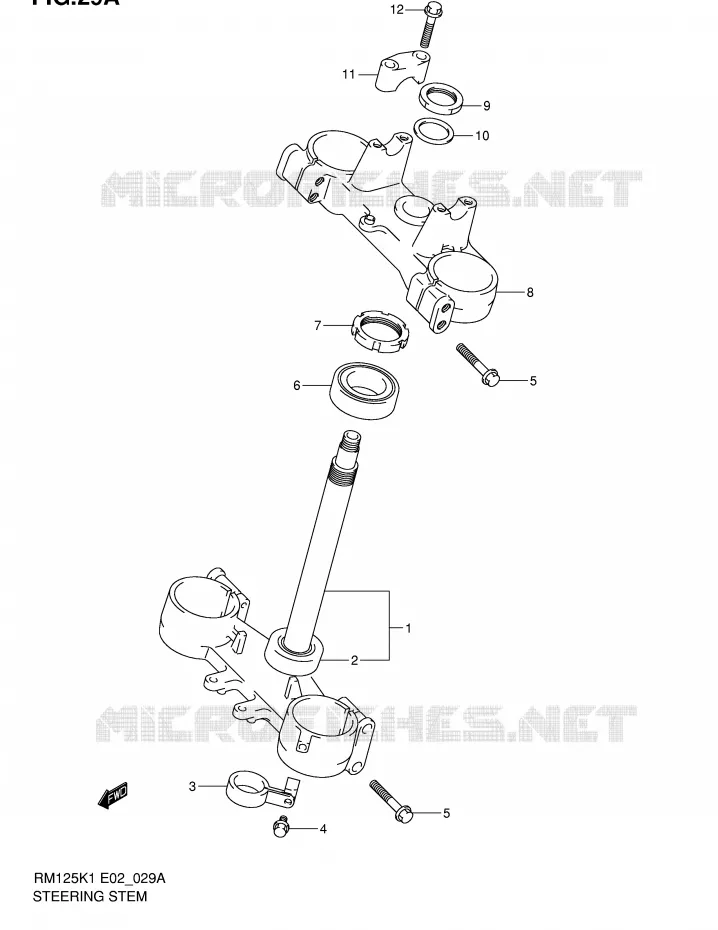 STUURKOLOM (MODELE K2) Suzuki MOTO 125 RM 2002  RM125K2(E2)