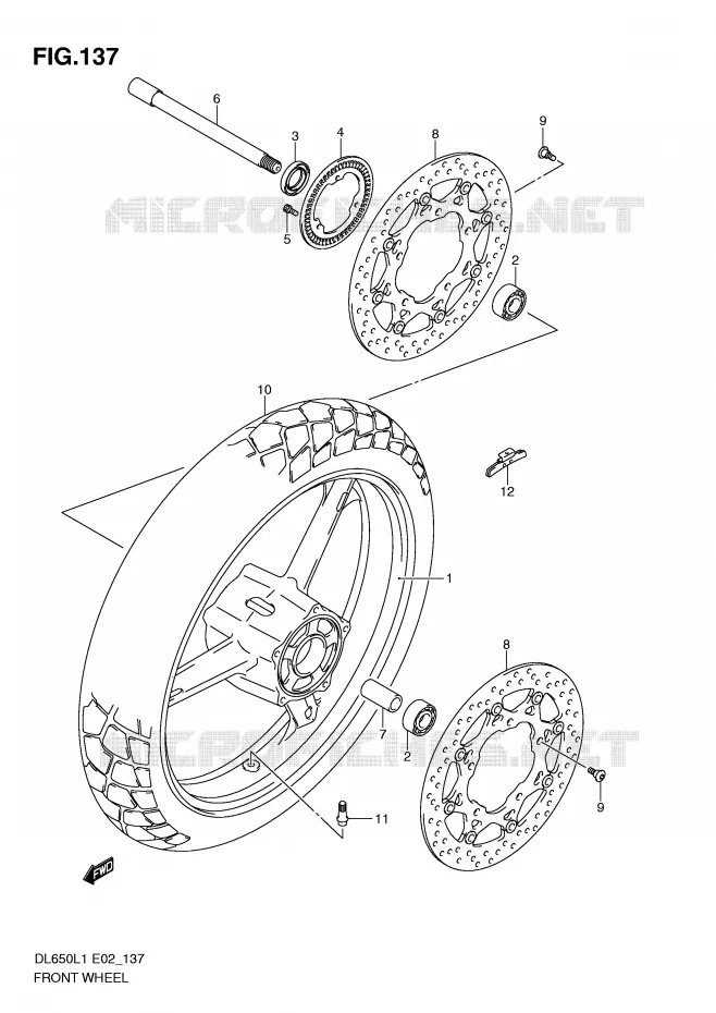 VOORWIEL (DL650AL1 E19) Suzuki MOTO 650 V-STROM 2011  DL650UEL1(E2)