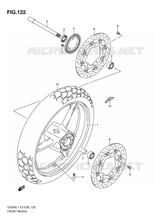 VOORWIEL (DL650AL1 E28) Suzuki MOTO 650 V-STROM 2011  DL650L1(E3)