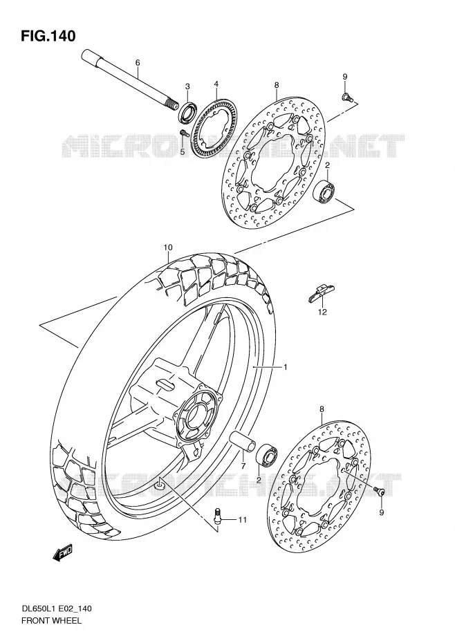 VOORWIEL (DL650AUEL1 E19) Suzuki MOTO 650 V-STROM 2011  DL650AL1(E2)