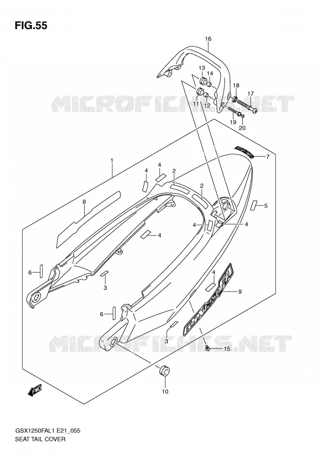 ACHTER KUIP - SEAT COWL Suzuki MOTO 1250 GSX-F 2011  GSX1250FAL1(E21)