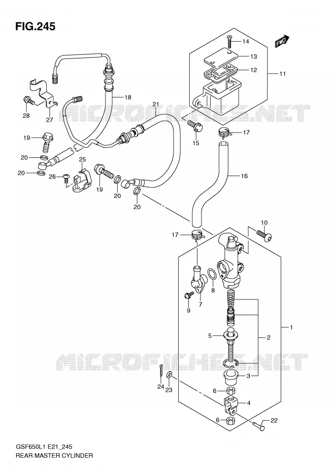ACHTER hoofdremcilinder (GSF650SAL1 E21) Suzuki MOTO 650 BANDIT 2011  GSF650L1(E21)