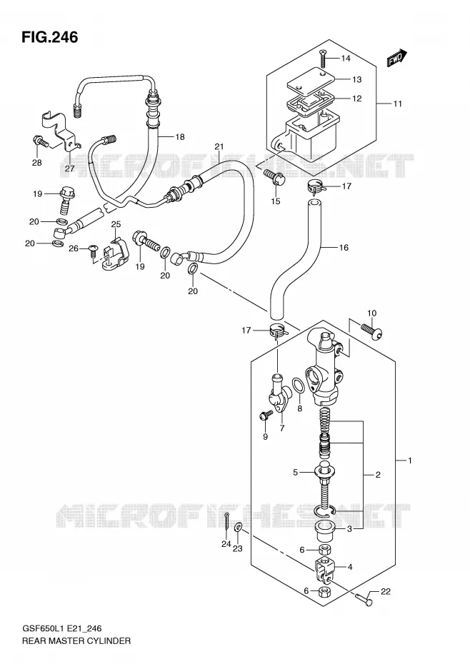 ACHTER hoofdremcilinder (GSF650SUAL1 E21) Suzuki MOTO 650 BANDIT 2011  GSF650AL1(E21)