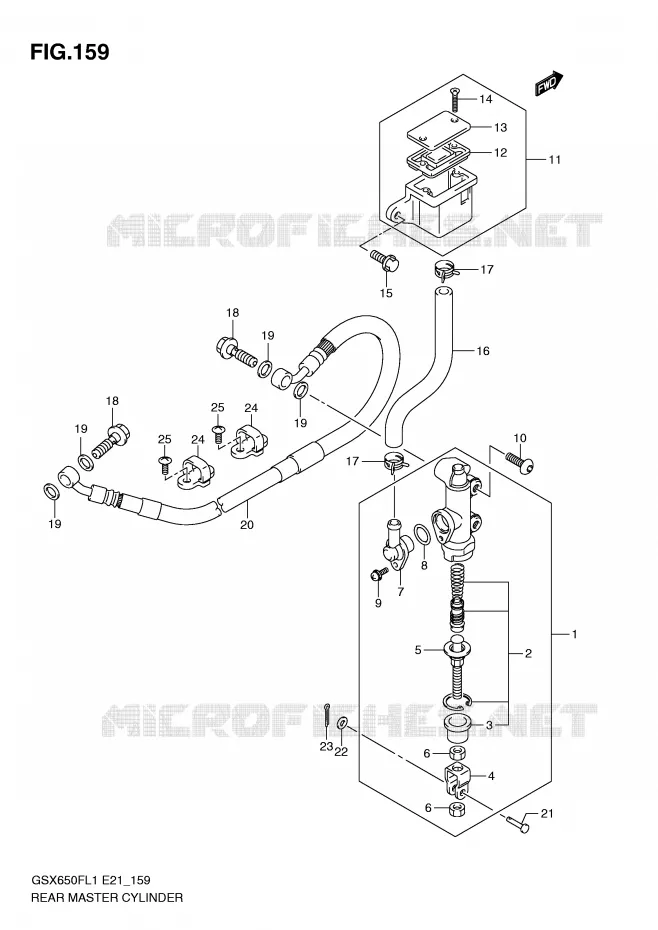 ACHTER hoofdremcilinder (GSX650FL1 E24) Suzuki MOTO 650 GSX-F 2011  GSX650FL1(E21)