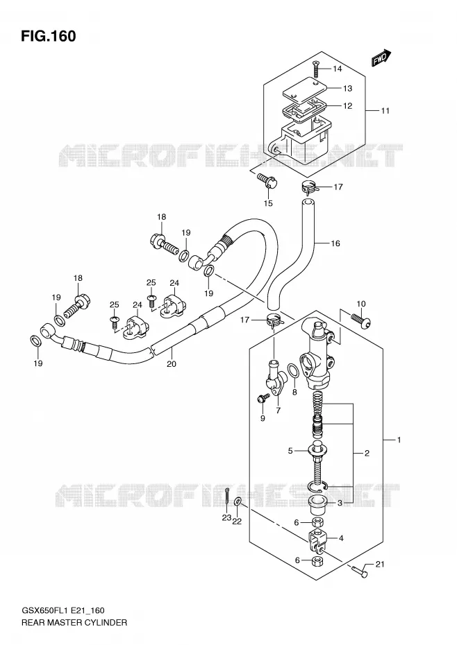 ACHTER hoofdremcilinder (GSX650FUL1 E21) Suzuki MOTO 650 GSX-F 2011  GSX650FAL1(E21)