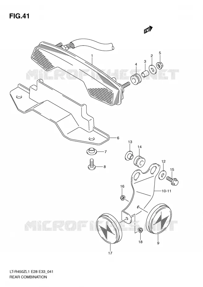 ACHTERLICHT (LT-R450ZL1 E28) Suzuki QUAD 450 QUADRACER 2011  LT-R450L1(E28/E33)