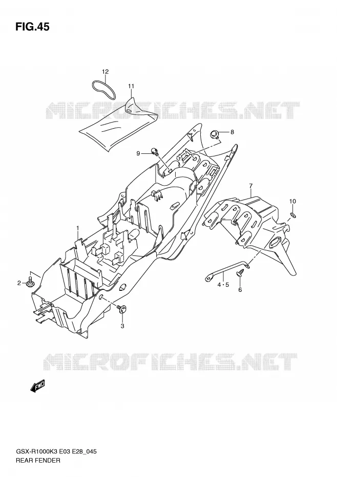ACHTERSPATBORD Suzuki MOTO 1000 GSX-R 2004  GSX-R1000ZK4(E3/E28)