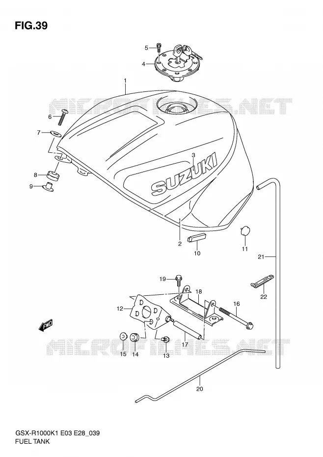 BENZINETANK (GSX-R1000K1) Suzuki MOTO 1000 GSX-R 2001  GSX-R1000K1(E3/E28)