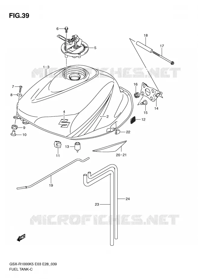 BENZINETANK (MODELE K5) Suzuki MOTO 1000 GSX-R 2005  GSX-R1000K5 (E3)