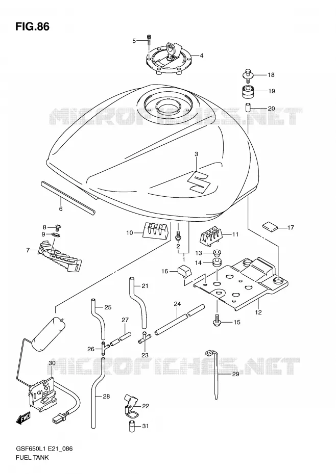 BENZINETANK Suzuki MOTO 650 BANDIT 2011  GSF650SL1(E21)