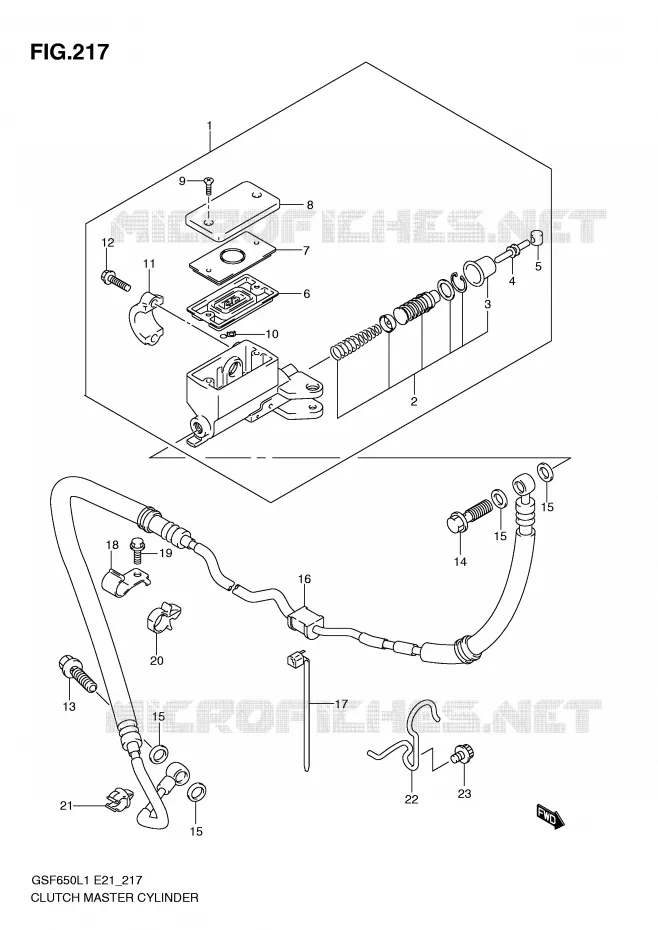 CLUTCH HOOFDREMCILINDER (GSF650SL1 E21) Suzuki MOTO 650 BANDIT 2011  GSF650AL1(E21)
