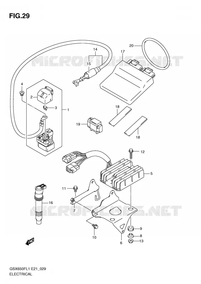 ELEKTRISCH (GSX650FUL1 E24) Suzuki MOTO 650 GSX-F 2011  GSX650FL1(E21)