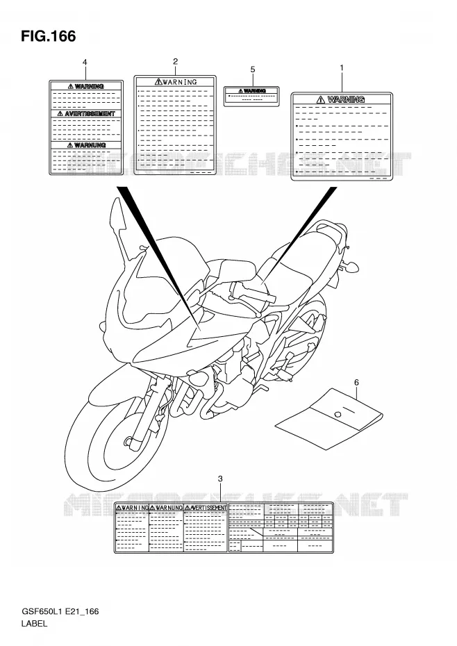 ETIKET (GSF650SUAL1 E21) Suzuki MOTO 650 BANDIT 2011  GSF650SUAL1(E21)