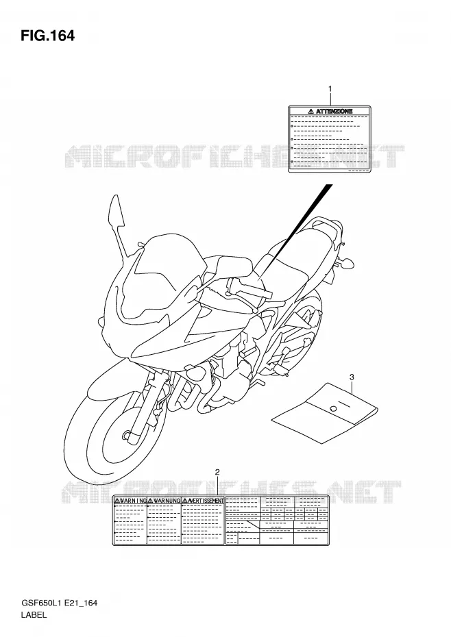 ETIKET (GSF650SUL1 E21) Suzuki MOTO 650 BANDIT 2011  GSF650SL1(E21)