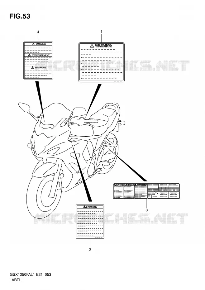 ETIKET (GSX1250FAL1 E24) Suzuki MOTO 1250 GSX-F 2011  GSX1250FAL1(E21)