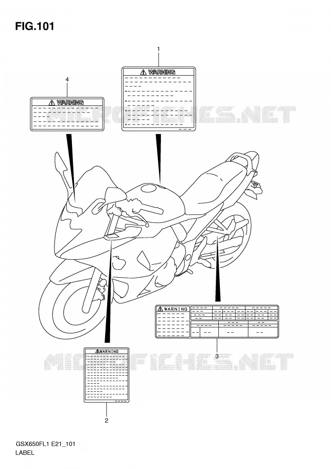 ETIKET (GSX650FAL1 E21) Suzuki MOTO 650 GSX-F 2011  GSX650FAL1(E21)
