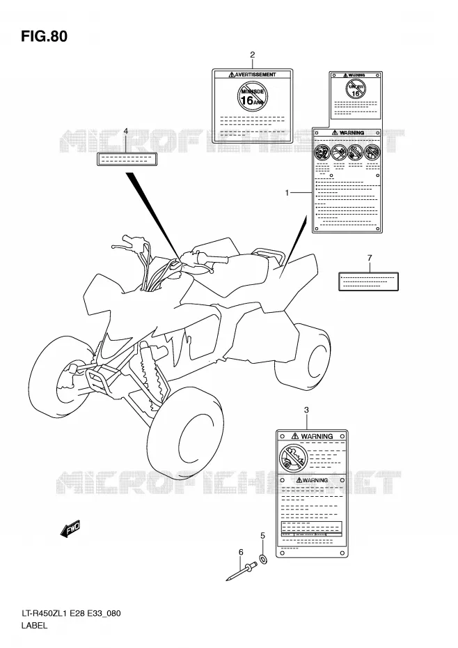 ETIKET (LT-R450L1 E28) Suzuki QUAD 450 QUADRACER 2011  LT-R450L1(E28/E33)