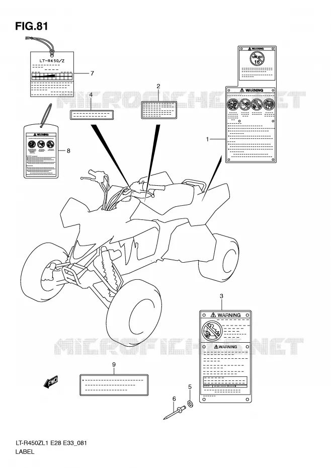 ETIKET (LT-R450L1 E33) Suzuki QUAD 450 QUADRACER 2011  LT-R450L1(E28/E33)