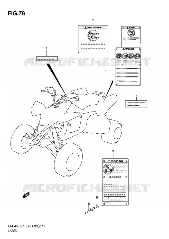 ETIKET (LT-R450ZL1 E28) Suzuki QUAD 450 QUADRACER 2011  LT-R450L1(E28/E33)