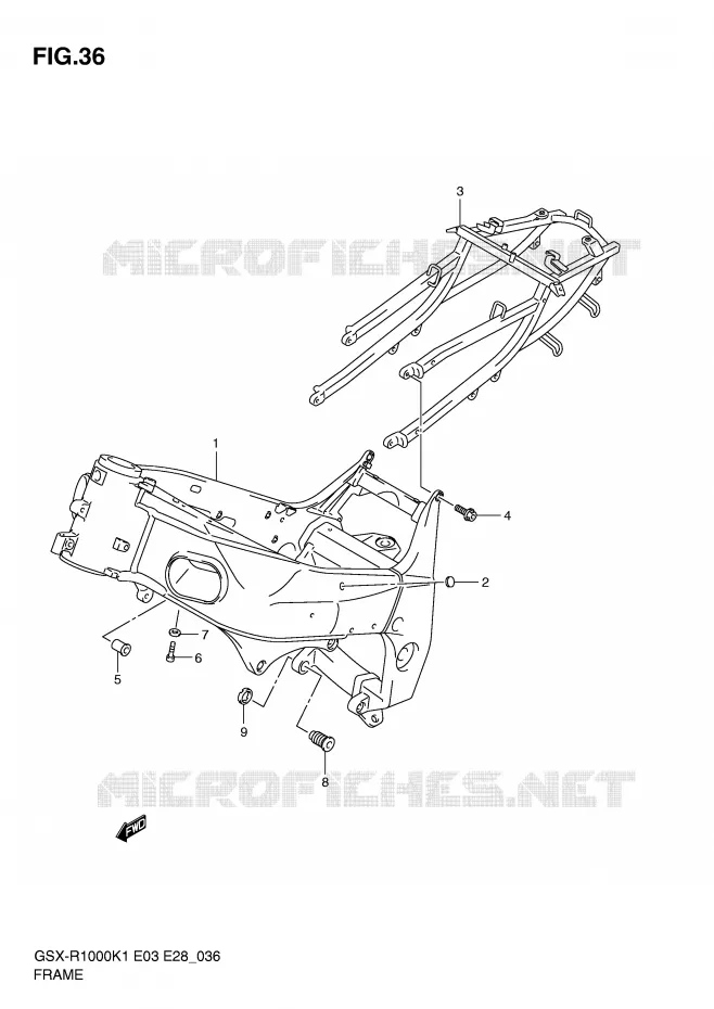 FRAME Suzuki MOTO 1000 GSX-R 2001  GSX-R1000K1(E3/E28)