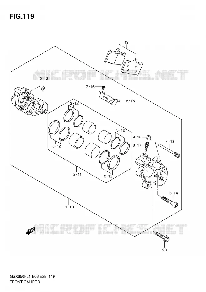 FRONT CALIPER (GSX650FL1 E33) Suzuki MOTO 650 GSX-F 2011  GSX650FL1(E3/E28)