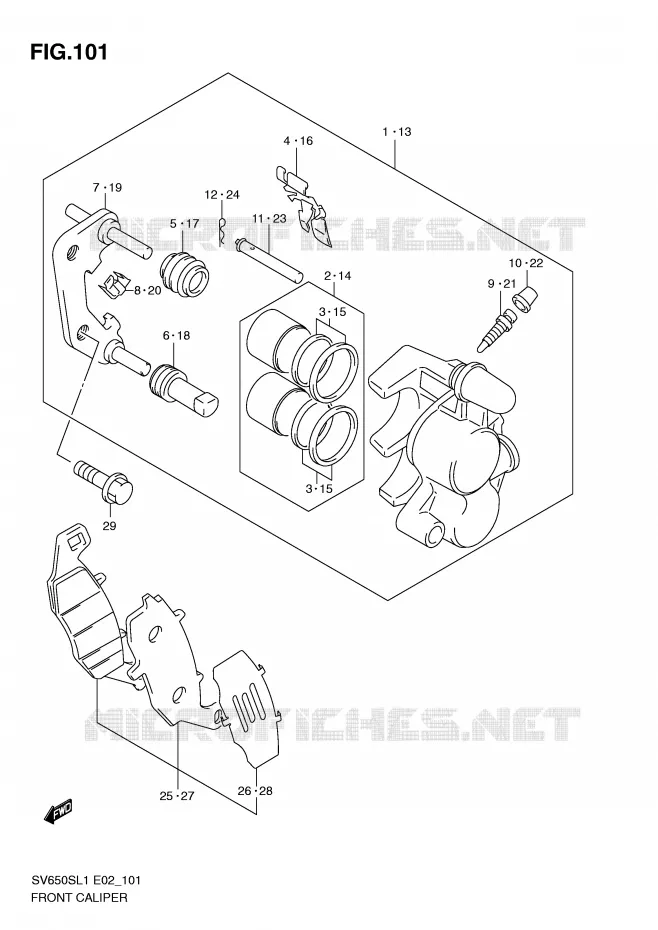 FRONT CALIPER (SV650SUL1 E24) Suzuki MOTO 650 SV 2011  SV650SAL1(E2)