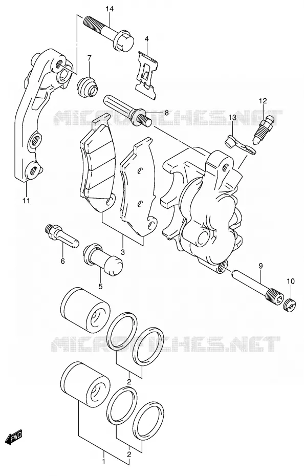 FRONT CALIPER Suzuki MOTO 125 RM 2001  RM125K1(E2)
