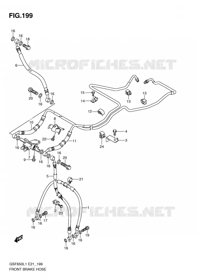 FRONT REMSLANG (GSF650AL1 E21) Suzuki MOTO 650 BANDIT 2011  GSF650AL1(E21)
