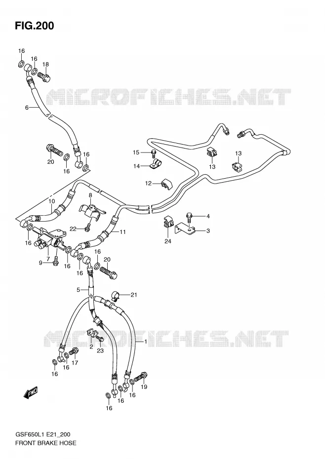 FRONT REMSLANG (GSF650UAL1 E21) Suzuki MOTO 650 BANDIT 2011  GSF650UAL1(E21)