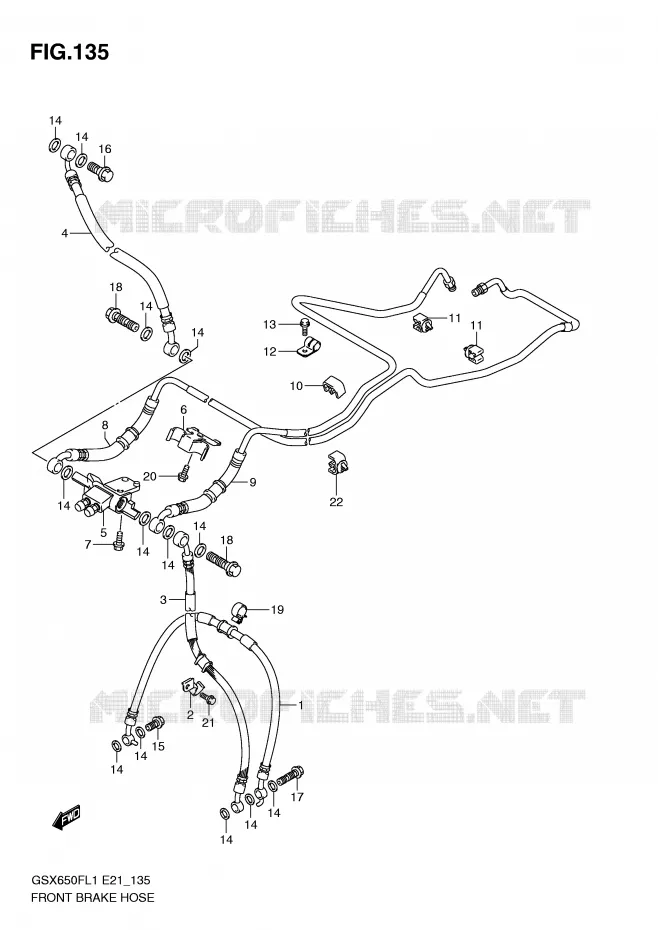 FRONT REMSLANG (GSX650FAL1 E21) Suzuki MOTO 650 GSX-F 2011  GSX650FAL1(E21)