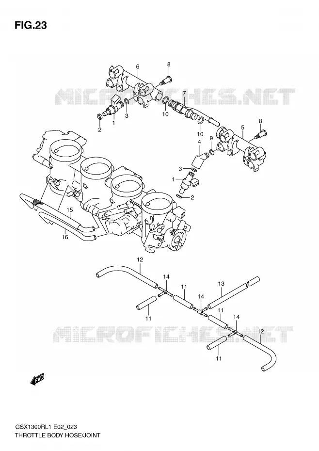 GASKLEPHUIS SLANG / JOINT (GSX1300RL1 E51) Suzuki MOTO 1300 HAYABUSA 2011  GSX1300RUFL1(E2)