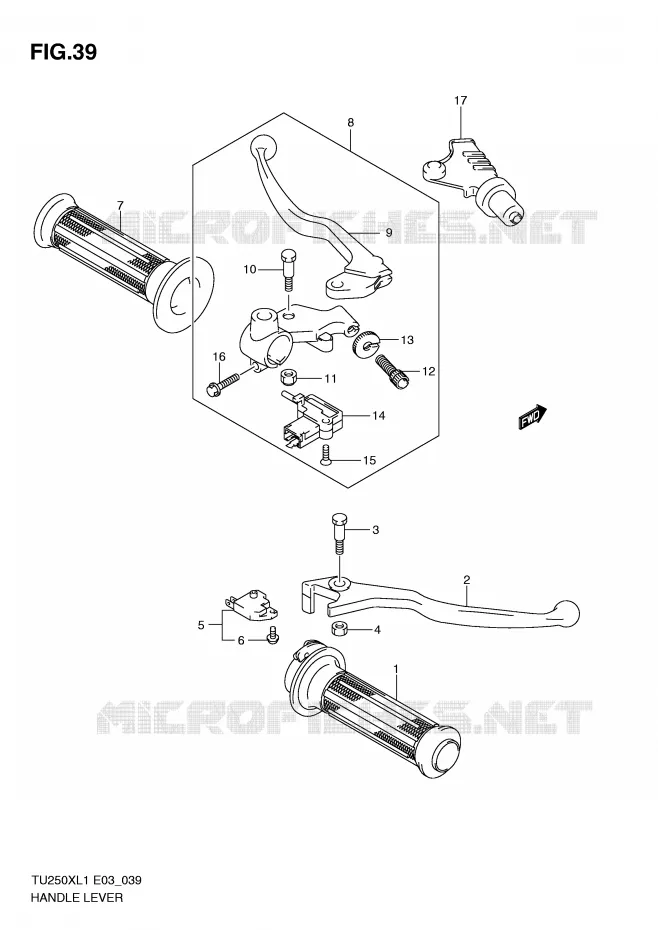 HANDGRIPS - LEVERS Suzuki MOTO 250 TU 2011  TU250XL1(E3)