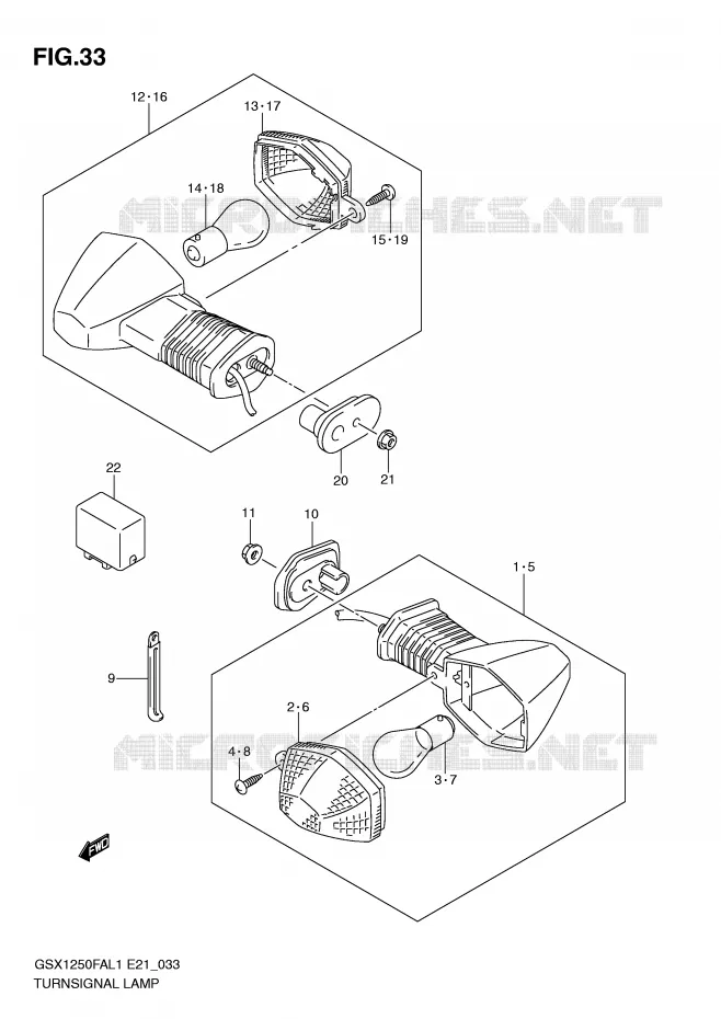 INDICATOREN Suzuki MOTO 1250 GSX-F 2011  GSX1250FAL1(E21)