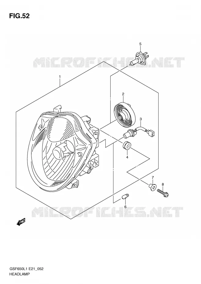KOPLAMP (GSF650AL1 E21) Suzuki MOTO 650 BANDIT 2011  GSF650SAL1(E21)