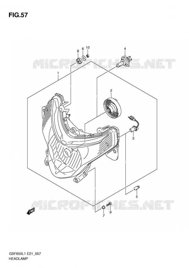 KOPLAMP (GSF650SUAL1 E21) Suzuki MOTO 650 BANDIT 2011  GSF650L1(E21)