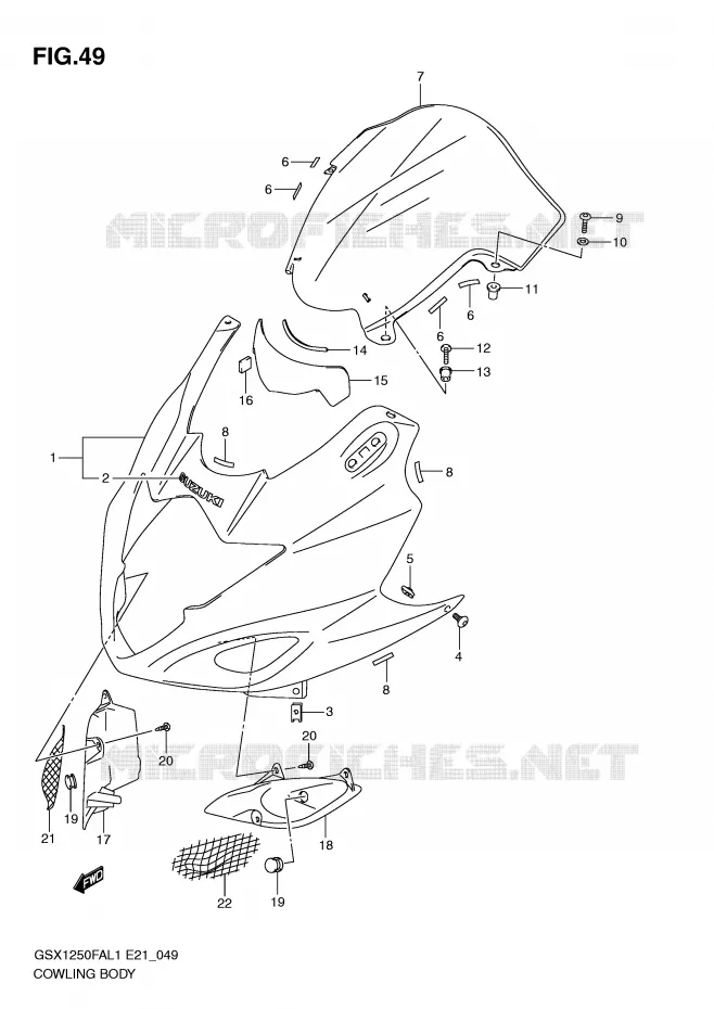 KUIP - ETIKETTEN Suzuki MOTO 1250 GSX-F 2012  GSX1250FAL1(E21)
