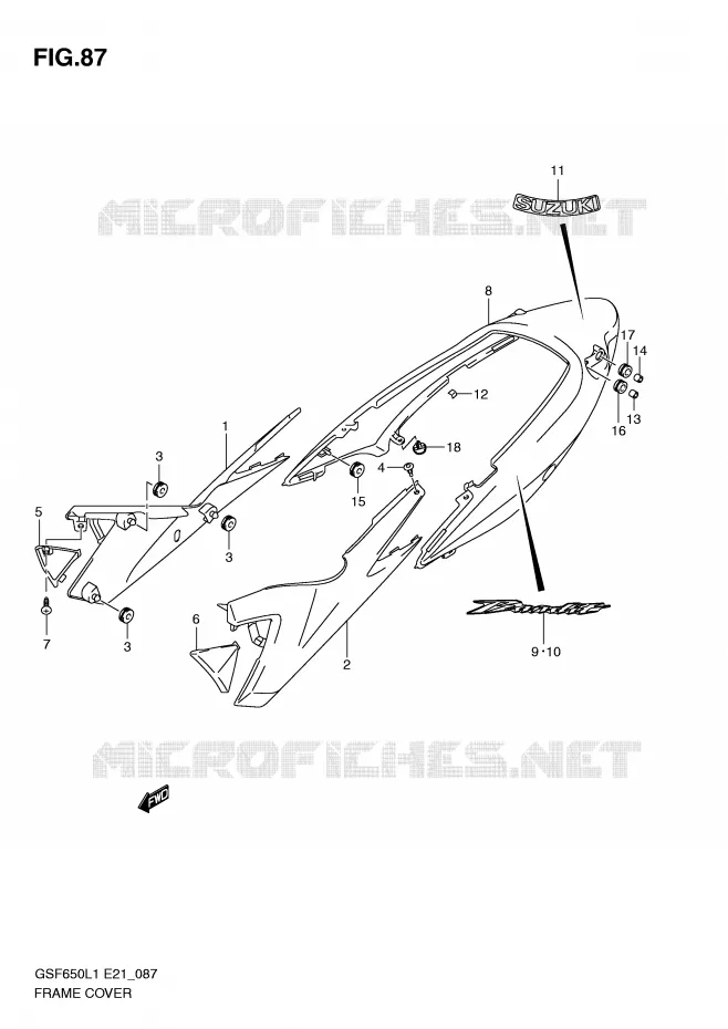 KUIP (GSF650L1 E21) Suzuki MOTO 650 BANDIT 2011  GSF650AL1(E21)