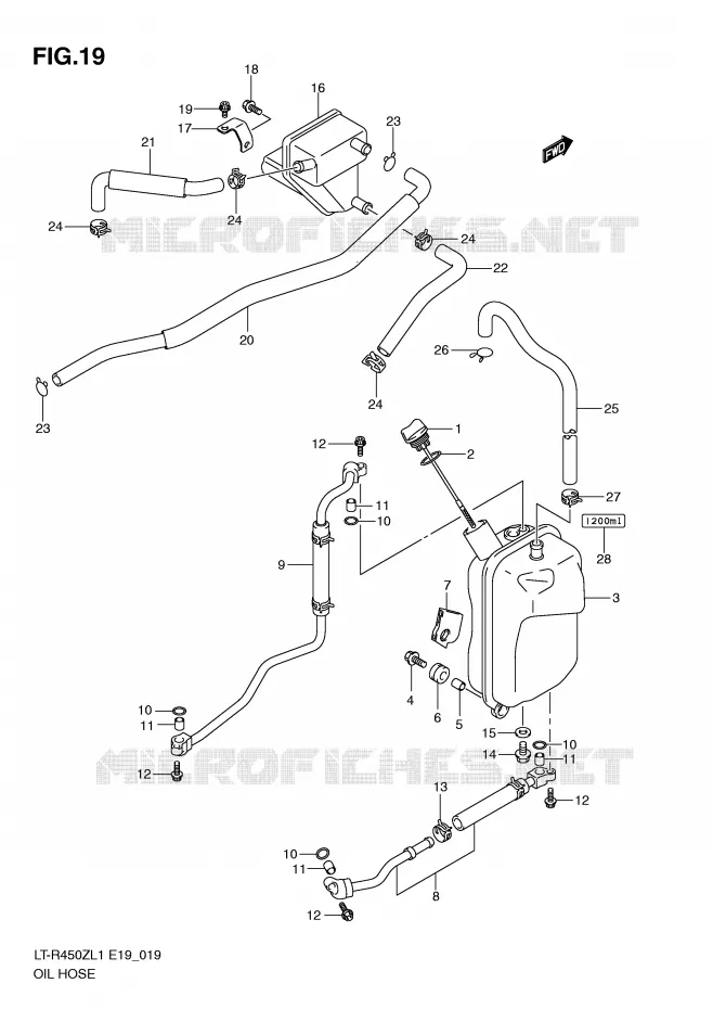 OLIE SLANG Suzuki QUAD 450 QUADRACER 2011  LT-R450L1(E19)