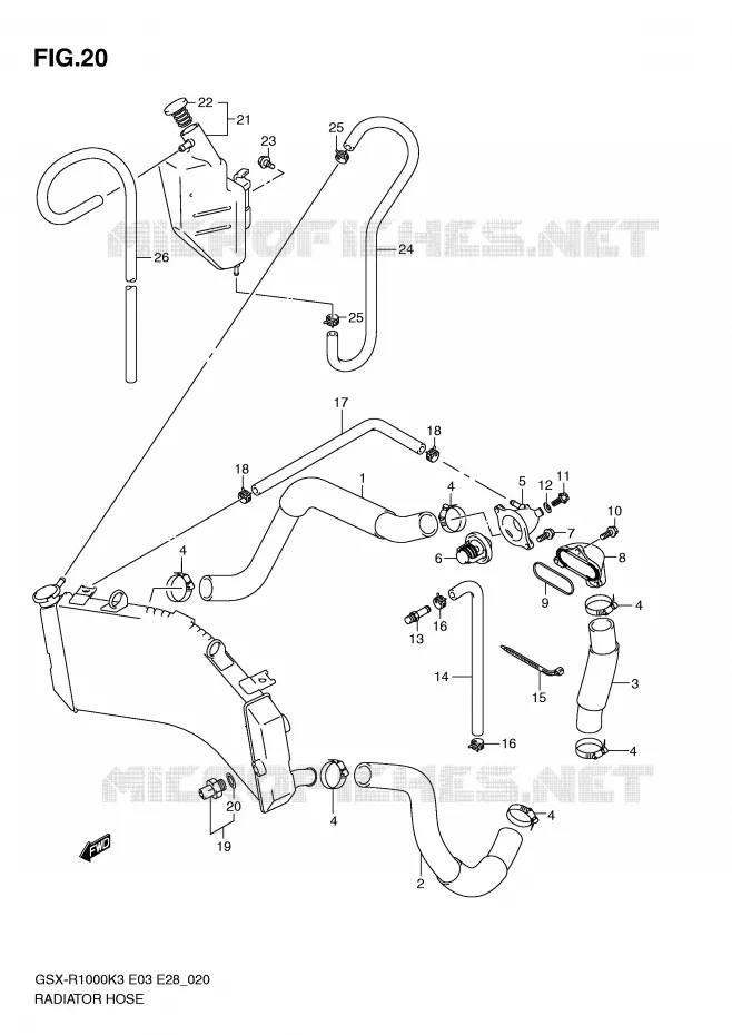 RADIATOR SLANG Suzuki MOTO 1000 GSX-R 2004  GSX-R1000K4(E3/E28)