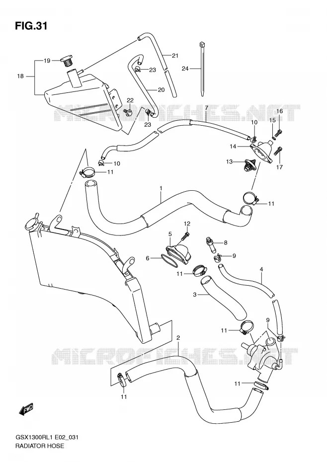 RADIATOR SLANG Suzuki MOTO 1300 HAYABUSA 2011  GSX1300RL1(E2)
