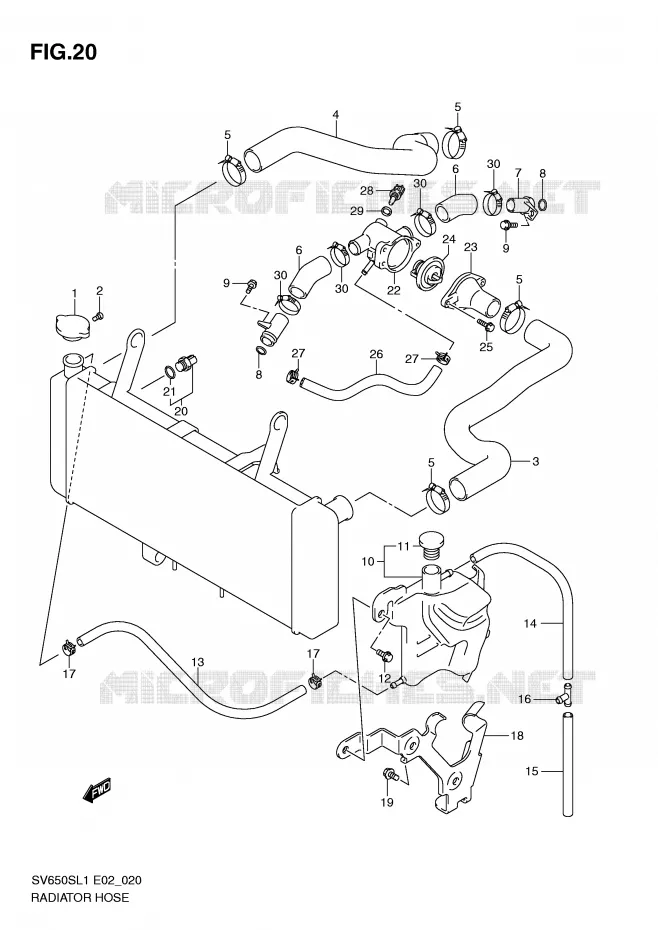RADIATOR SLANG Suzuki MOTO 650 SV 2011  SV650SUL1(E2)