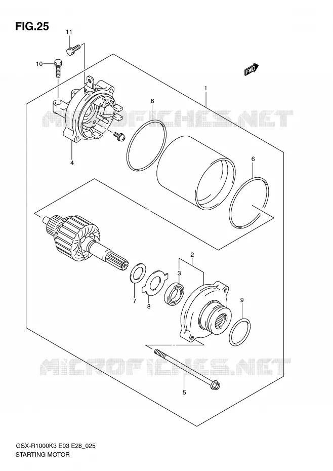 STARTMOTOR Suzuki MOTO 1000 GSX-R 2003  GSX-R1000K3(E3/E28)