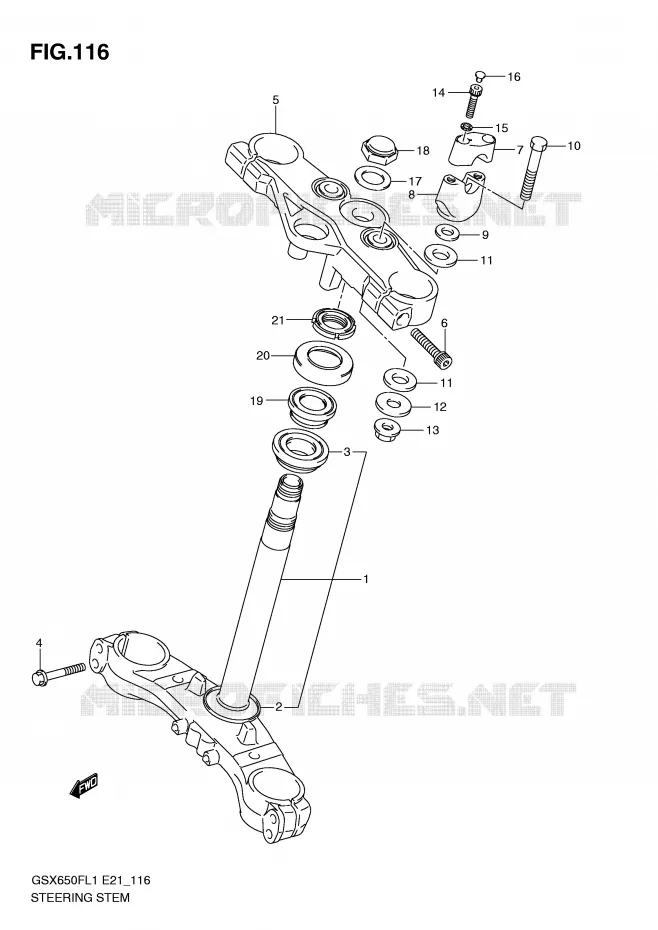 STUURKOLOM (GSX650FUAL1 E21) Suzuki MOTO 650 GSX-F 2011  GSX650FAL1(E21)