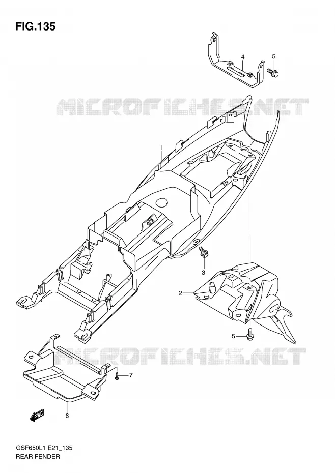 ACHTERSPATBORD (GSF650L1 E21) Suzuki MOTO 650 BANDIT 2011  GSF650SUAL1(E21)