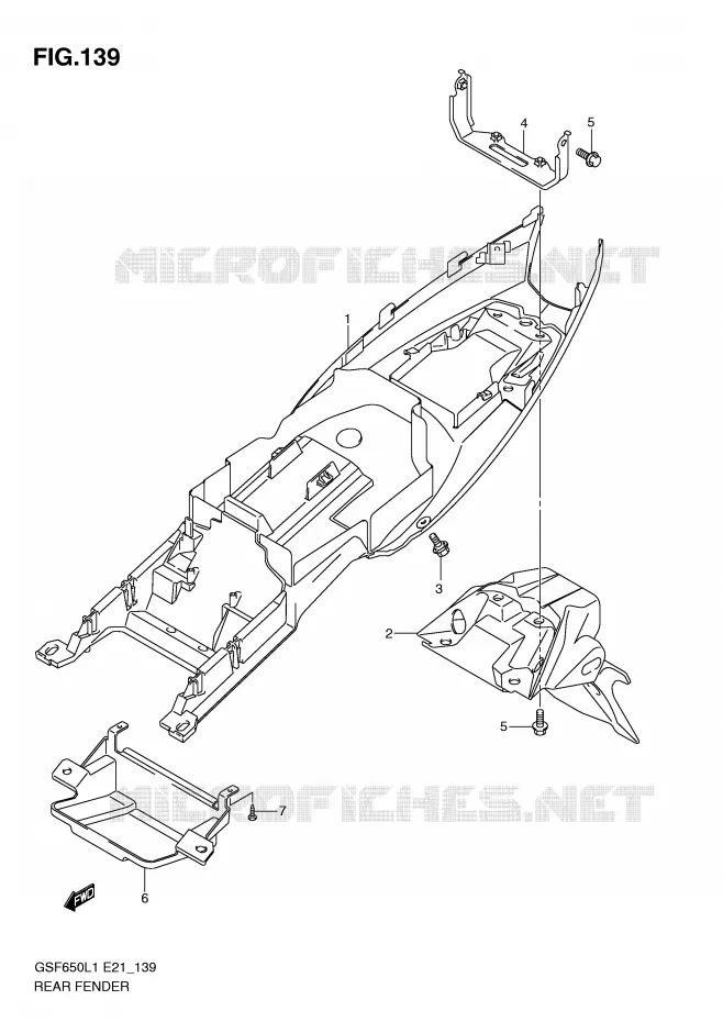 ACHTERSPATBORD (GSF650SL1 E21) Suzuki MOTO 650 BANDIT 2011  GSF650L1(E21)